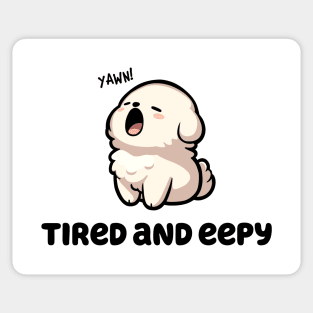 Adorable Sleepy Dog: Tired and Eepy Baby Talk Trend Sticker